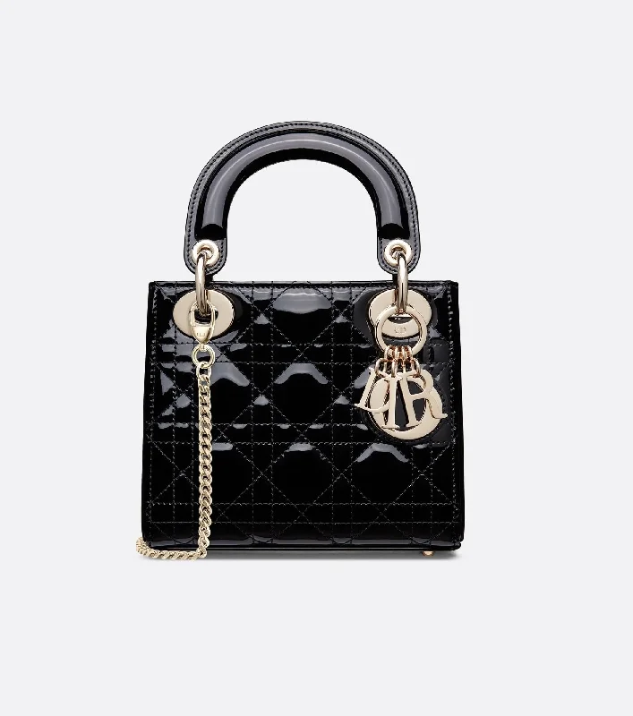 Dior Mini Bag Black Patent Cannage Calfskin Women