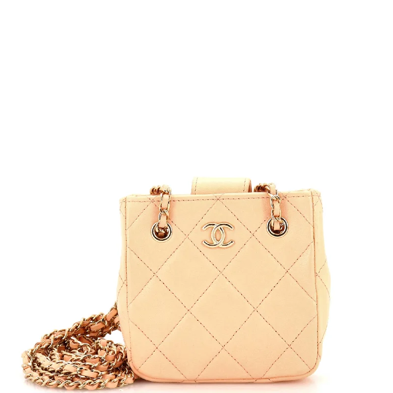 CC Square Clutch with Chain Quilted Lambskin Mini