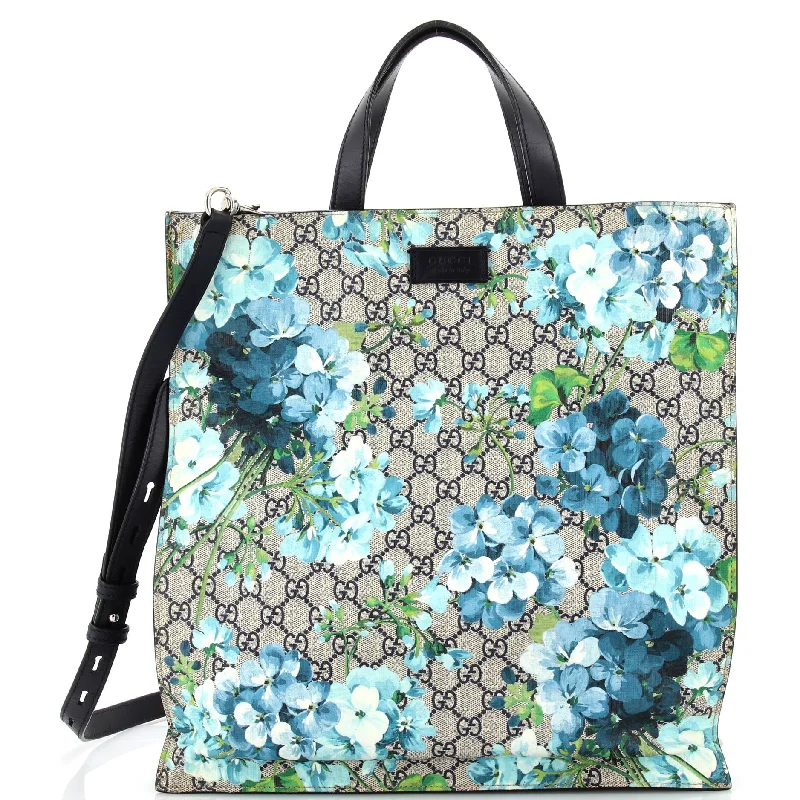 Convertible Soft Open Tote Blooms Print GG Coated Canvas Tall