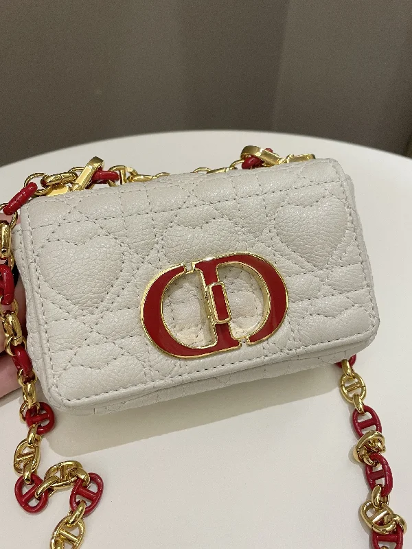 Dior Micro Cannage Caro Bag White Grain Calfskin